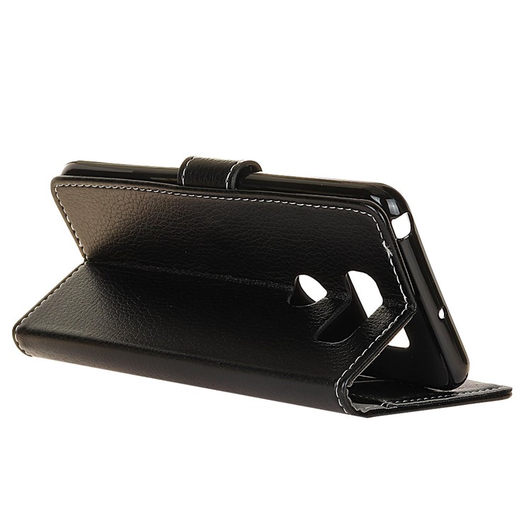 Litchi Texture Wallet Stand Leather Case for LG Q60 - Black-3