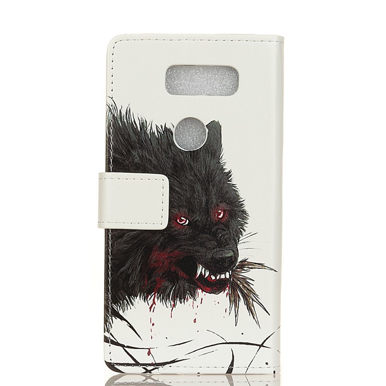 Pattern Printing PU Leather Protection Mobile Phone Cover Shell for LG K50 - Black Wolf-2
