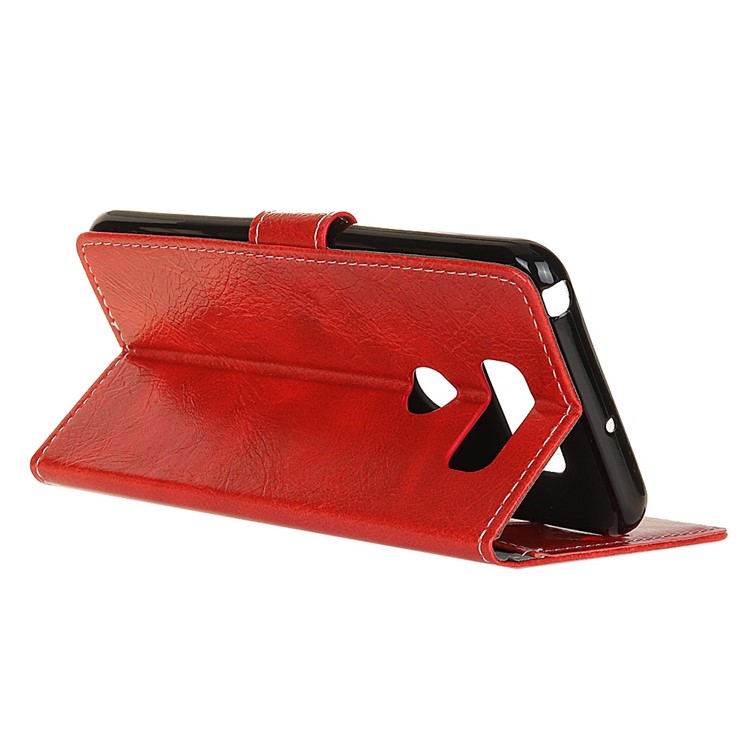 Retro Crazy Horse PU Leather Mobile Phone Case Cover with Wallet for LG K50 - Red-3
