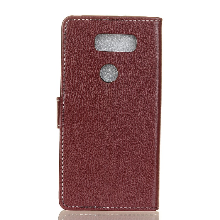 Litchi Skin Wallet Stand Leather Flip Case Cover for LG K50 - Brown-8