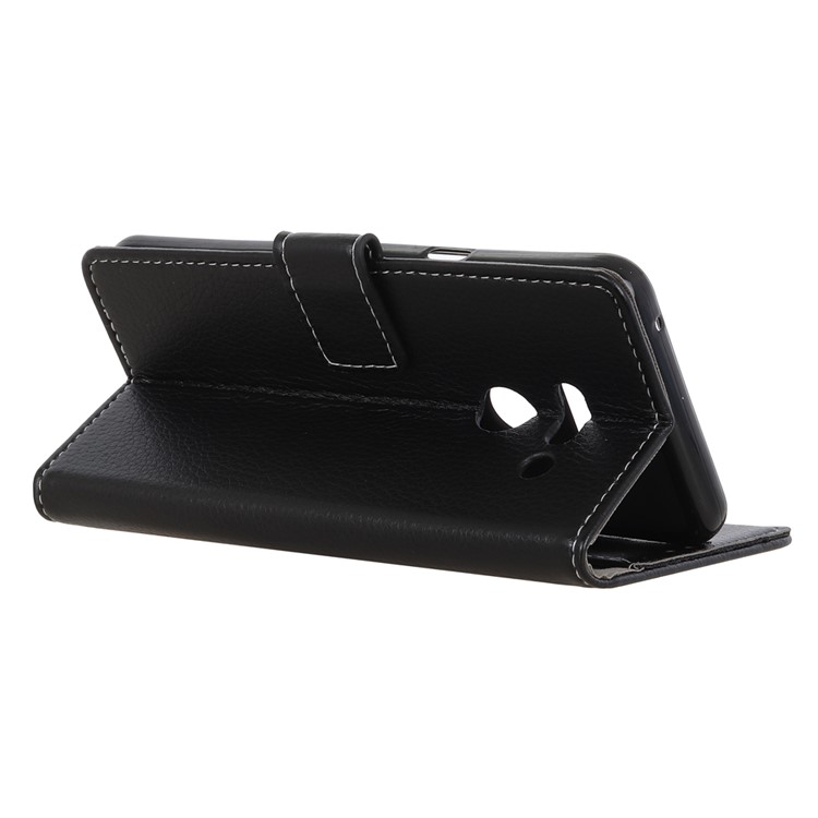 Litchi Skin Stand Wallet Leather Mobile Phone Case for LG G8s ThinQ - Black-3