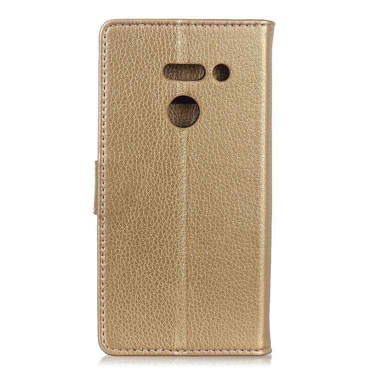 Litchi Skin Stand Wallet Leather Mobile Phone Case for LG G8s ThinQ - Gold-2