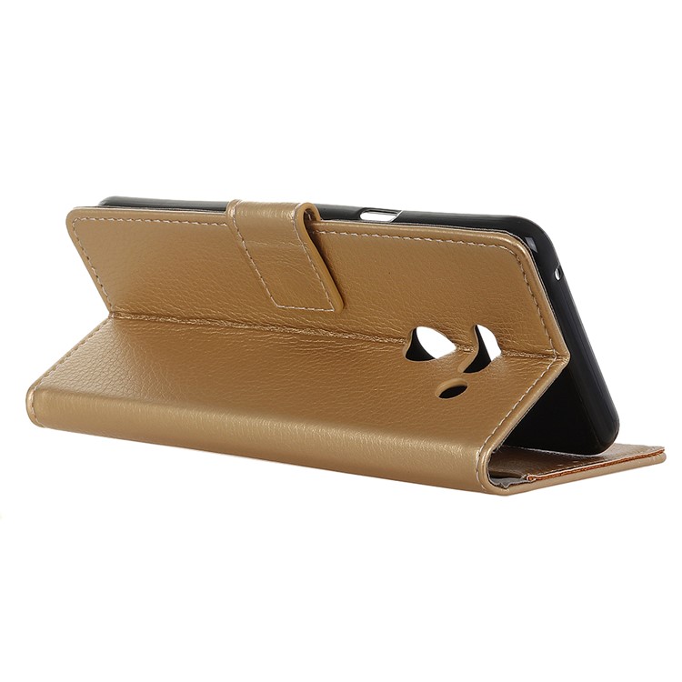 Litchi Skin Stand Wallet Leather Mobile Phone Case for LG G8s ThinQ - Gold-3