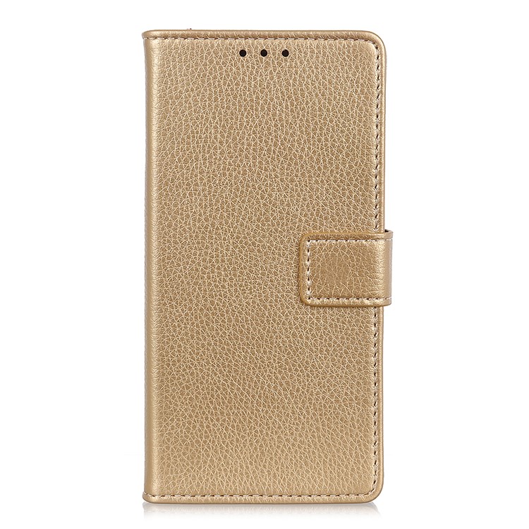 Litchi Skin Stand Wallet Leather Mobile Phone Case for LG G8s ThinQ - Gold-4
