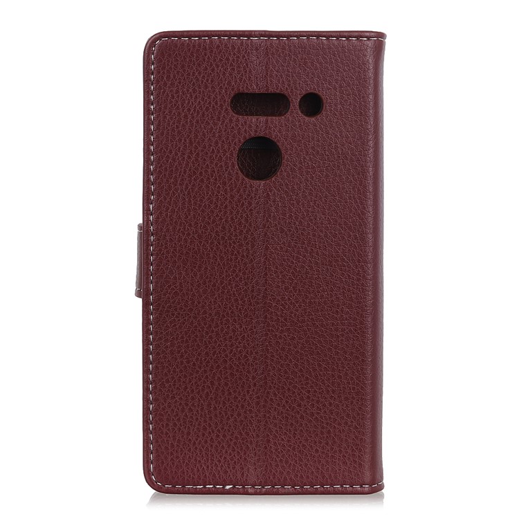 Litchi Skin Stand Wallet Leather Mobile Phone Case for LG G8s ThinQ - Brown-2