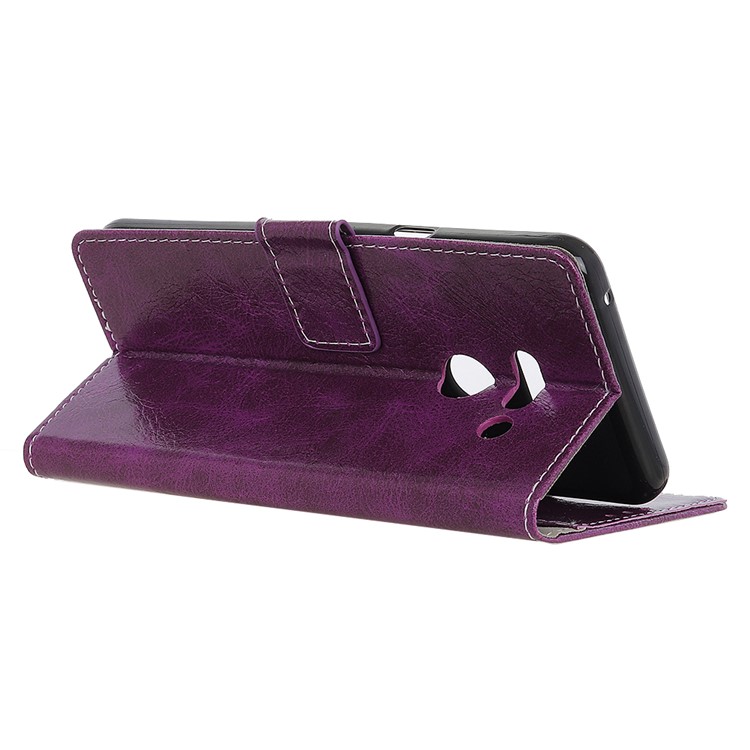 Retro Crazy Horse PU Leather Magnetic Wallet Case for LG G8s ThinQ - Purple-9