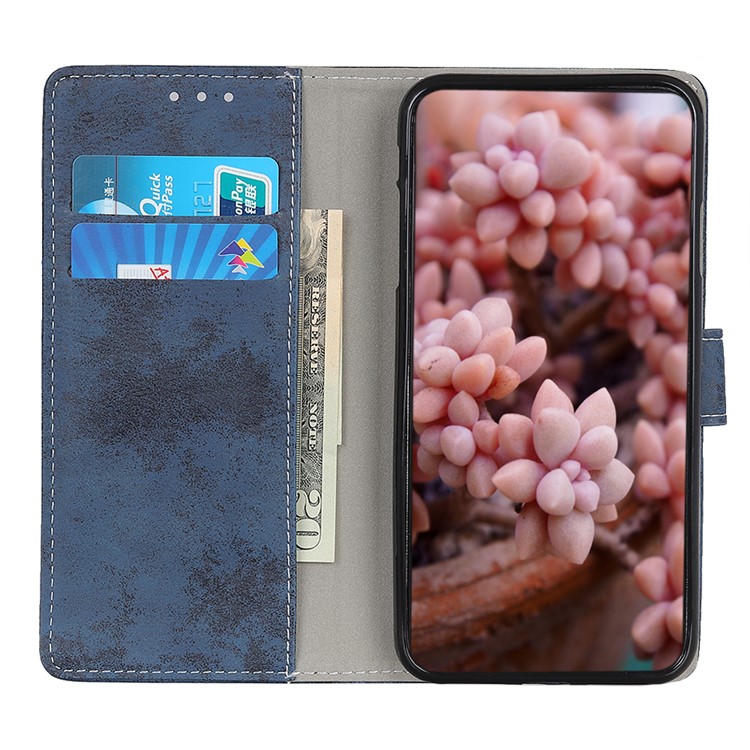 Vintage Style Leather Wallet Case for LG K50 - Blue-10