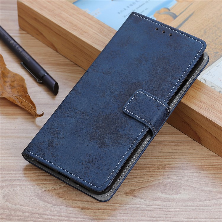 Vintage Style Leather Wallet Case for LG K50 - Blue-2