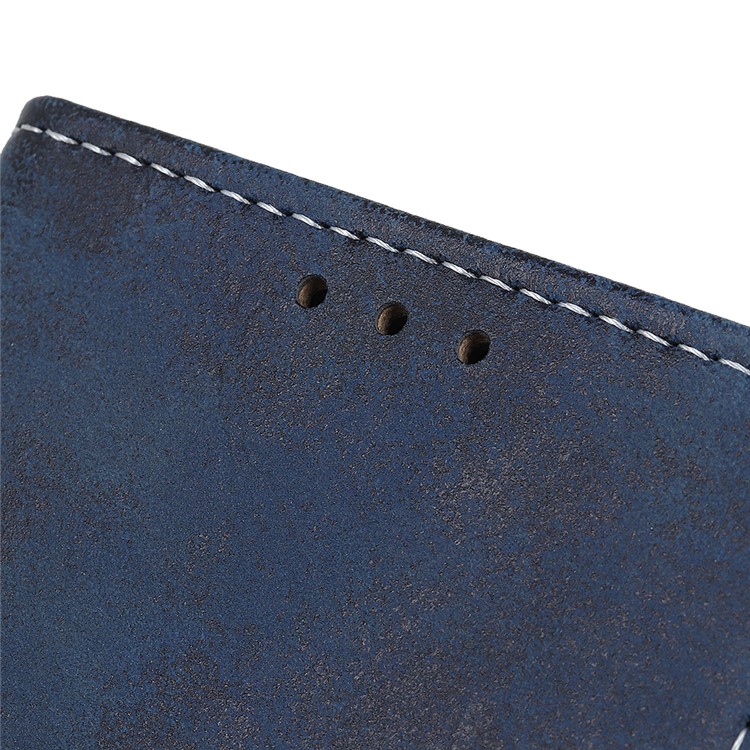 Vintage Style Leather Wallet Case for LG K50 - Blue-4