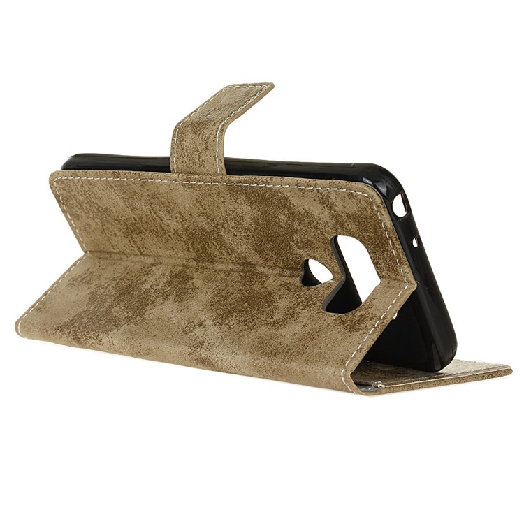 Vintage Style Leather Wallet Case for LG K50 - Khaki-3