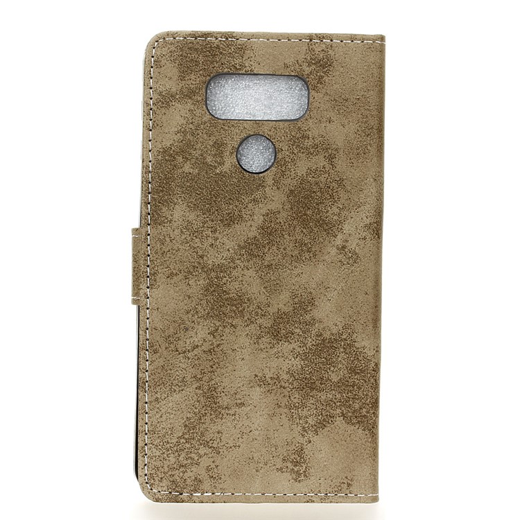 Vintage Style Leather Wallet Case for LG K50 - Khaki-4