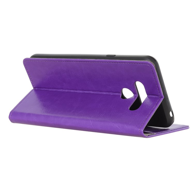 Crazy Horse Wallet Stand Leather Protective Case for LG Q60 - Purple-11