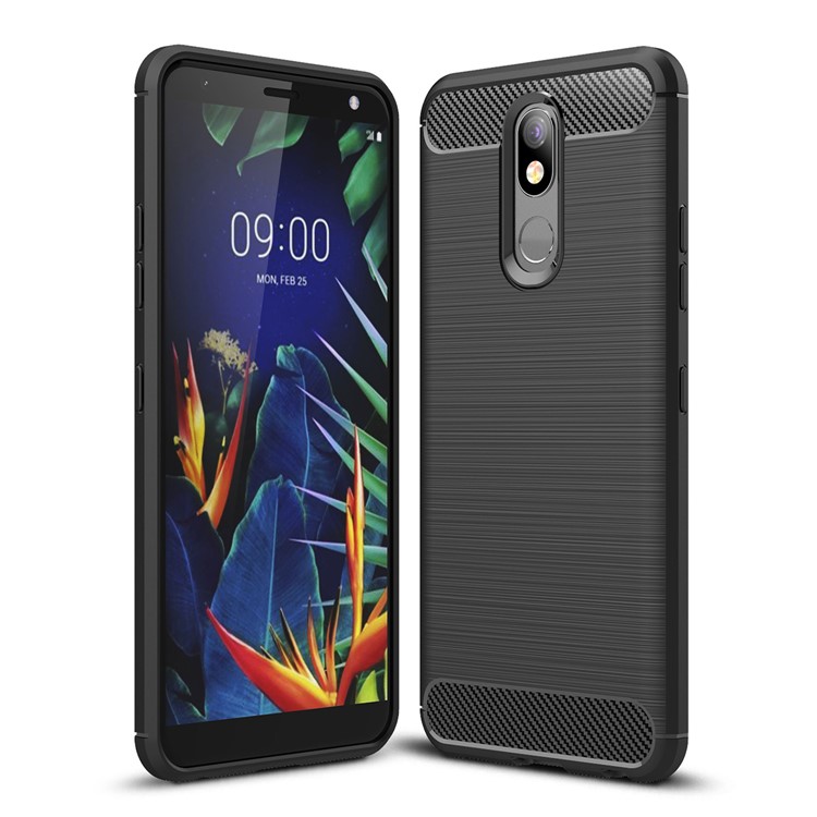 Carbon Fiber Brushed TPU Shell Case for LG K40 / K12 Plus - Black