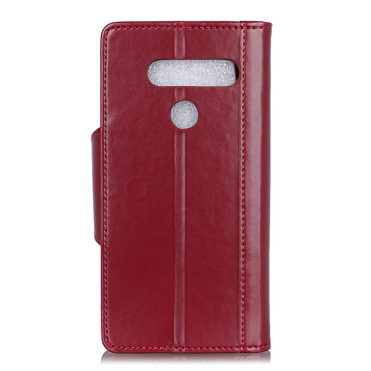 PU Leather Wallet Stand Protective Phone Cover for LG G8s ThinQ - Red-11