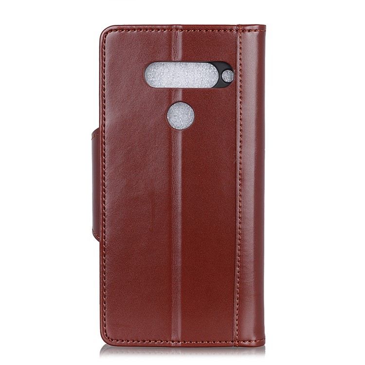 PU Leather Wallet Stand Protective Phone Cover for LG G8s ThinQ - Brown-10