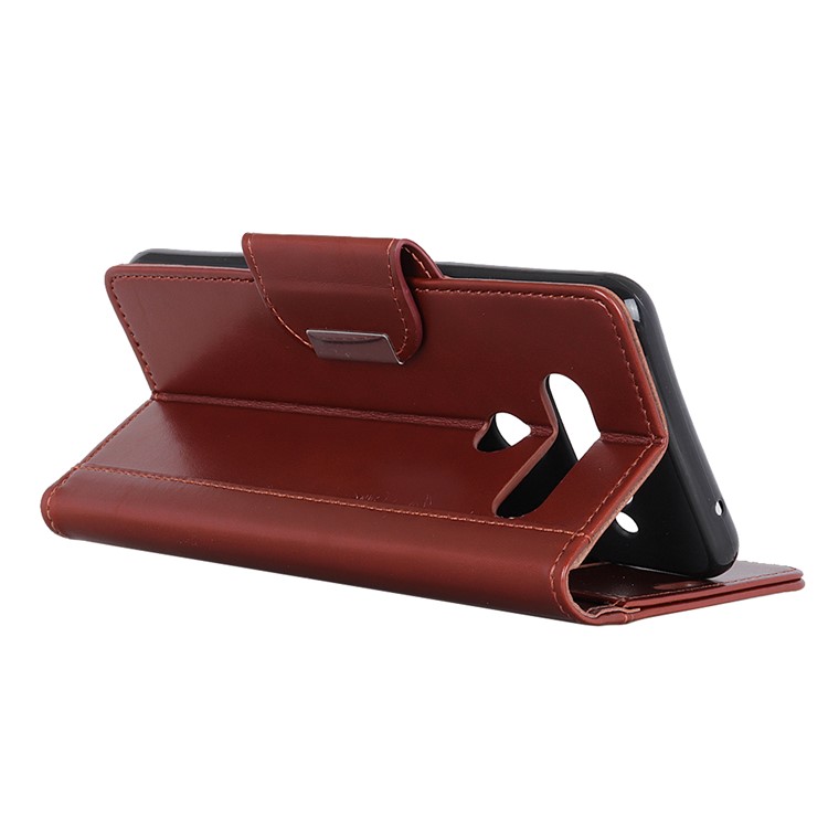 PU Leather Wallet Stand Protective Phone Cover for LG G8s ThinQ - Brown-11