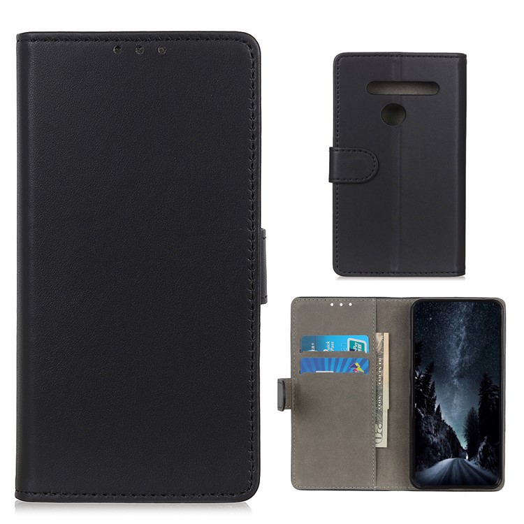 PU Leather Wallet Stand Case Accessory for LG G8s ThinQ - Black-1