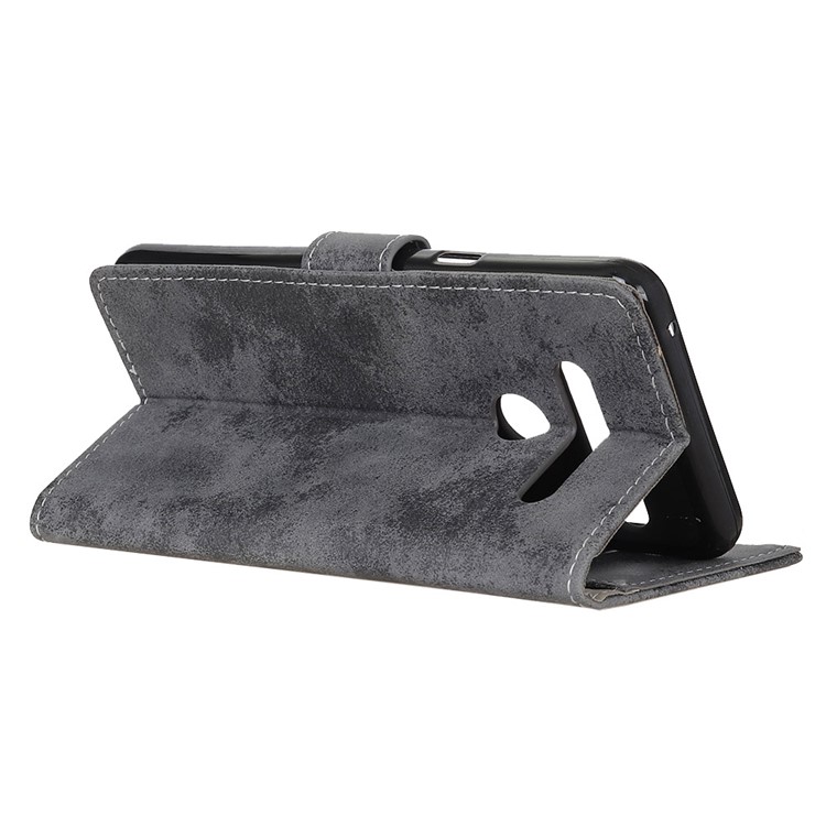 Vintage Style Leather Wallet Mobile Phone Case for LG G8s ThinQ - Grey-10