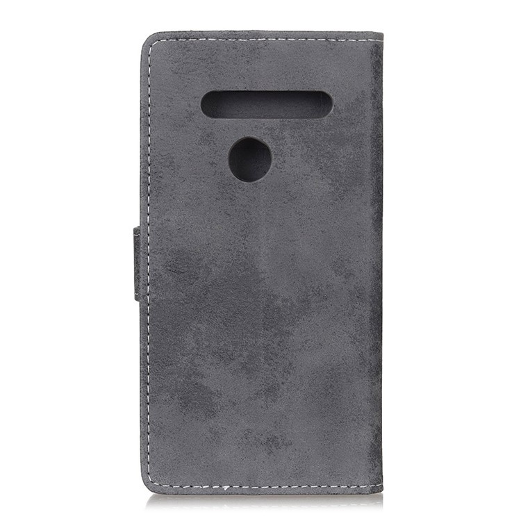 Vintage Style Leather Wallet Mobile Phone Case for LG G8s ThinQ - Grey-9