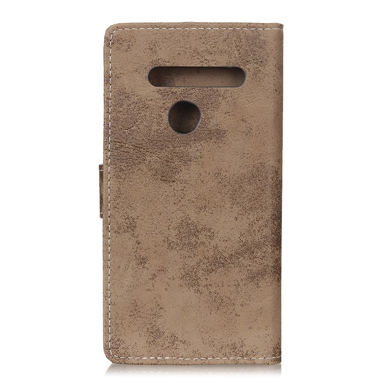 Vintage Style Leather Wallet Mobile Phone Case for LG G8s ThinQ - Khaki-3