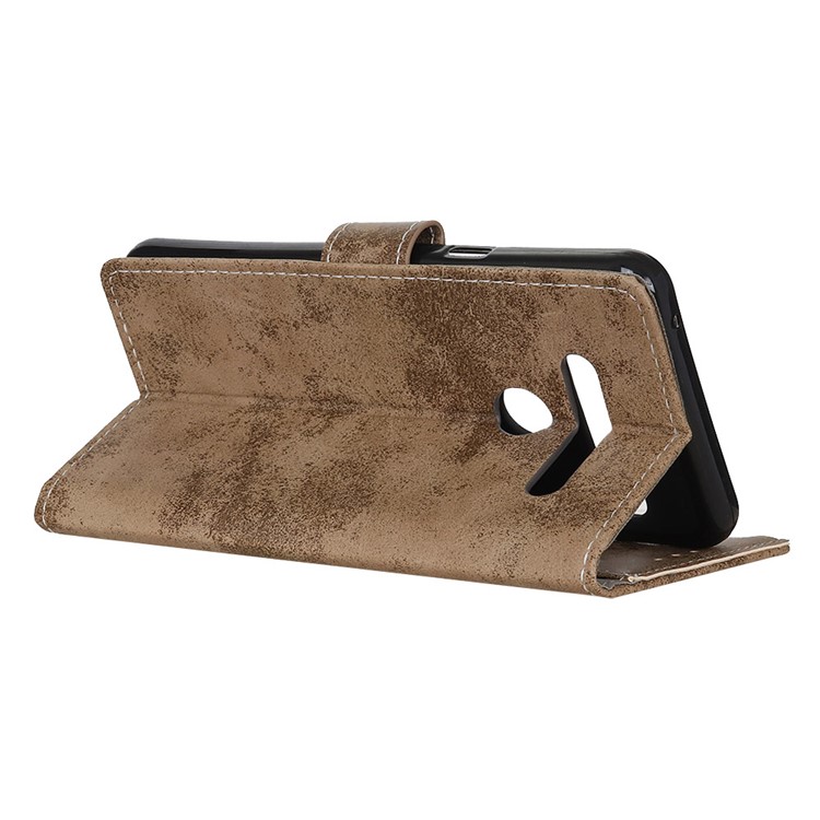 Vintage Style Leather Wallet Mobile Phone Case for LG G8s ThinQ - Khaki-4