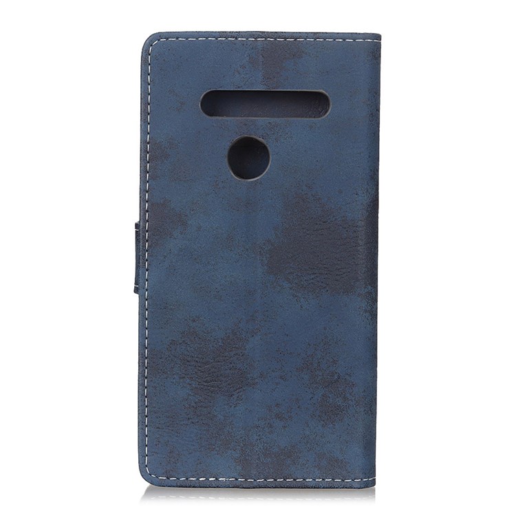 Vintage Style Leather Wallet Mobile Phone Case for LG G8s ThinQ - Blue-3