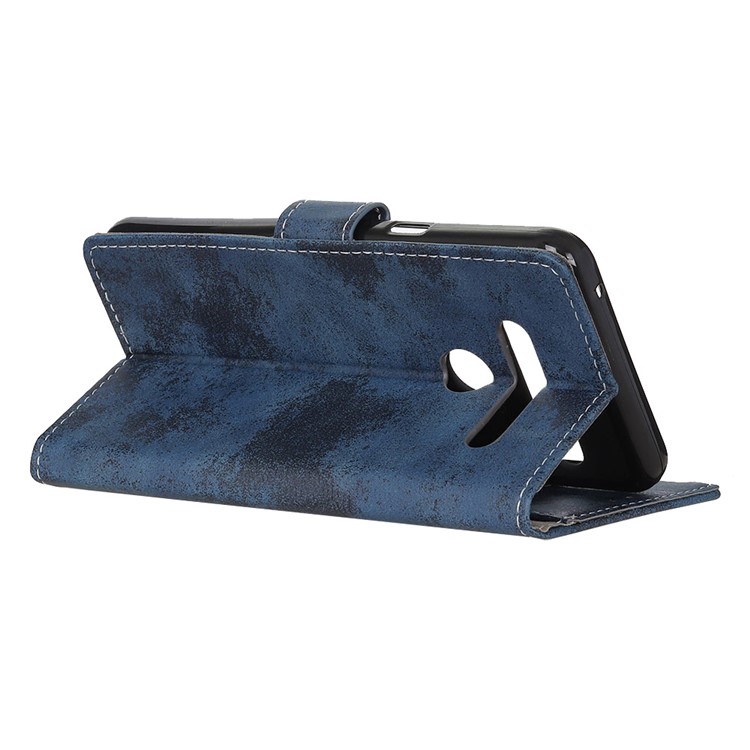 Vintage Style Leather Wallet Mobile Phone Case for LG G8s ThinQ - Blue-4