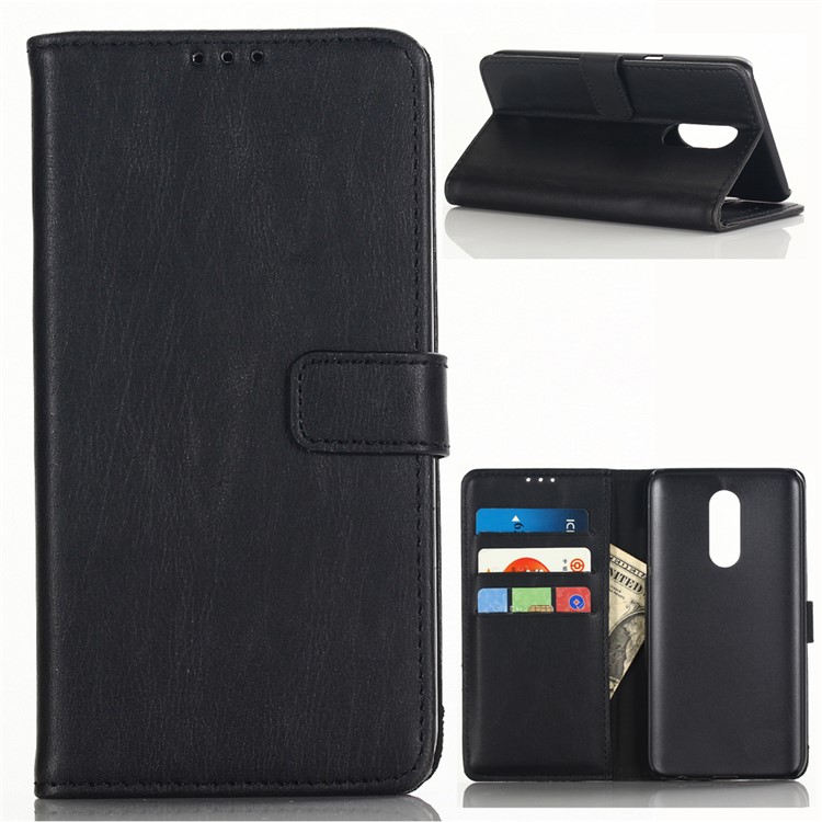 Crazy Horse Vintage Leather Wallet Phone Case with Stand for LG K40/K12 Plus - Black-1