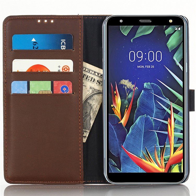 Crazy Horse Vintage Leather Wallet Phone Case with Stand for LG K40/K12 Plus - Coffee-7