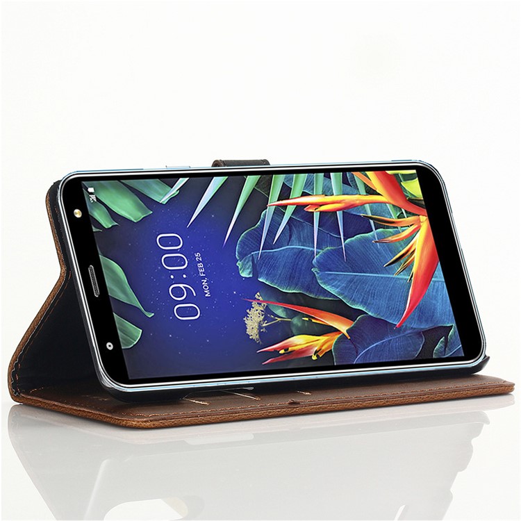 Crazy Horse Vintage Leather Wallet Phone Case with Stand for LG K40/K12 Plus - Coffee-8