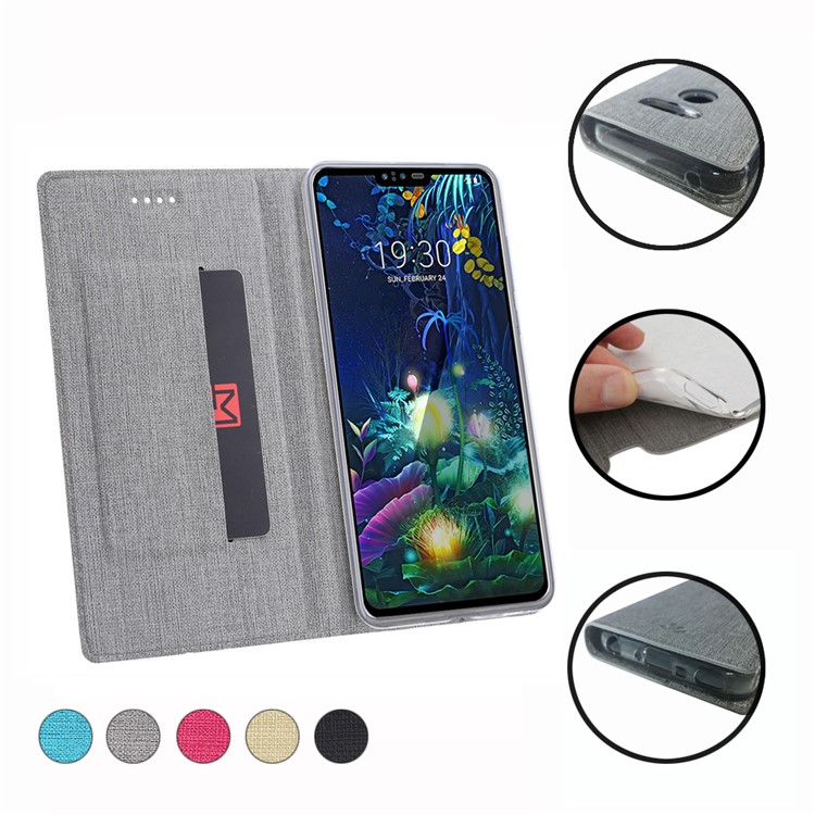 VILI DMX Cross Texture Stand Leather Card Holder Case for LG V50 ThinQ 5G - Grey-15