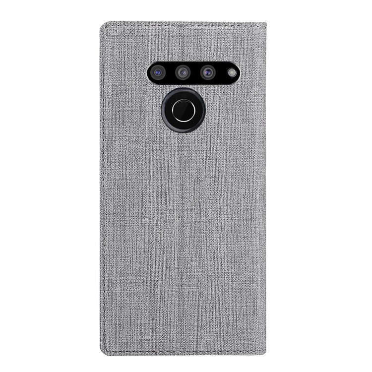 VILI DMX Cross Texture Stand Leather Card Holder Case for LG V50 ThinQ 5G - Grey-3