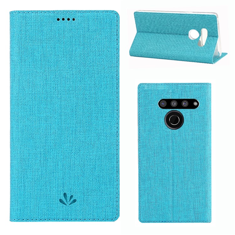 VILI DMX Cross Texture Stand Leather Card Holder Case for LG V50 ThinQ 5G - Blue-1