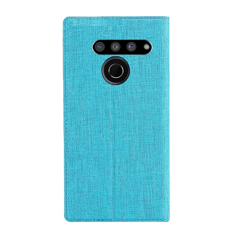 VILI DMX Cross Texture Stand Leather Card Holder Case for LG V50 ThinQ 5G - Blue-3