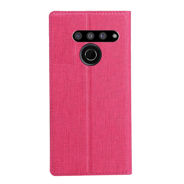 VILI DMX Cross Texture Stand Leather Card Holder Case for LG V50 ThinQ 5G - Rose-3