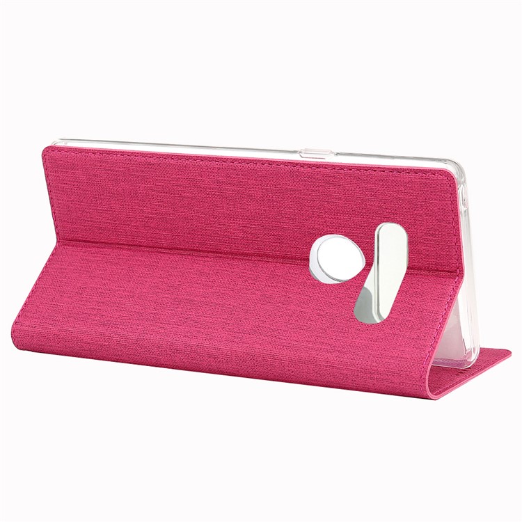 VILI DMX Cross Texture Stand Leather Card Holder Case for LG V50 ThinQ 5G - Rose-5