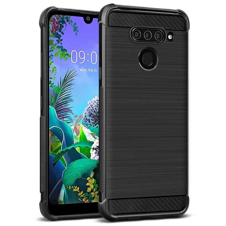 IMAK Vega Carbon Fiber Pattern Brushed TPU Shell Cover for LG Q60 - Black