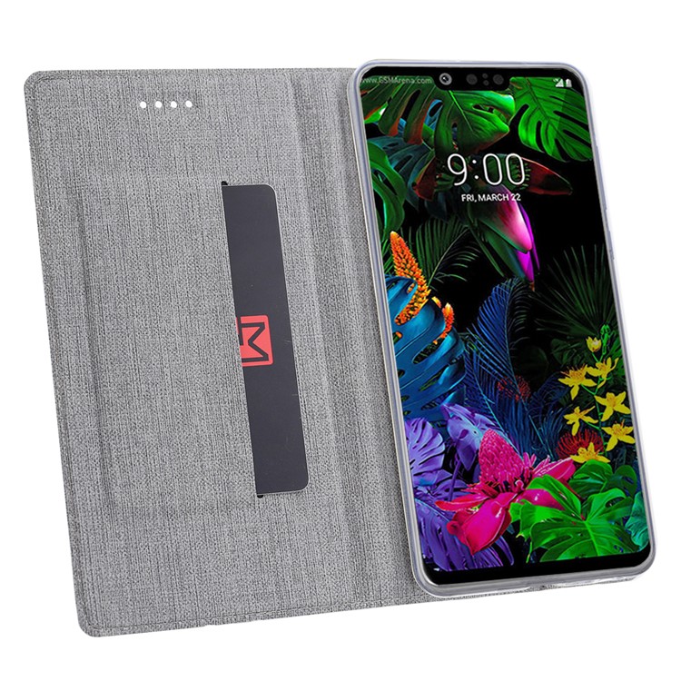 VILI DMX Cross Texture Stand Leather Card Holder Case for LG G8 ThinQ - Grey-2