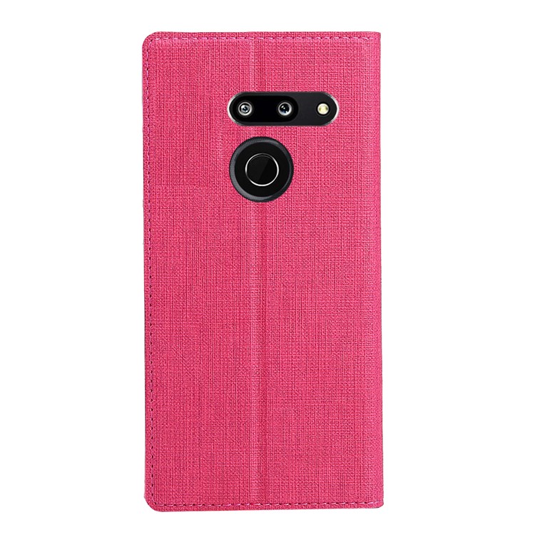 VILI DMX Cross Texture Stand Leather Card Holder Case for LG G8 ThinQ - Rose-3