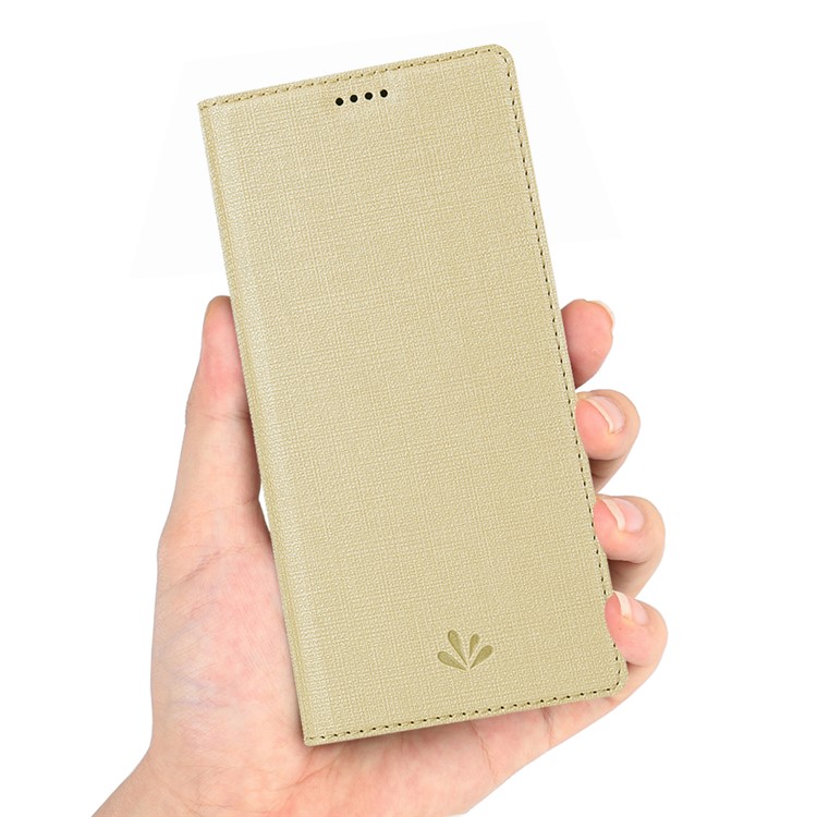 VILI DMX Funda De Soporte De Tarjeta De Cuero Con Textura Cruzada Para LG G8 Thinq - Oro-4