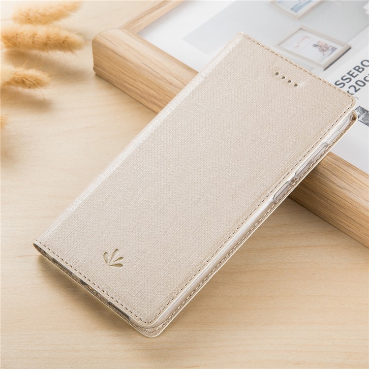 VILI DMX Funda De Soporte De Tarjeta De Cuero Con Textura Cruzada Para LG G8 Thinq - Oro-6