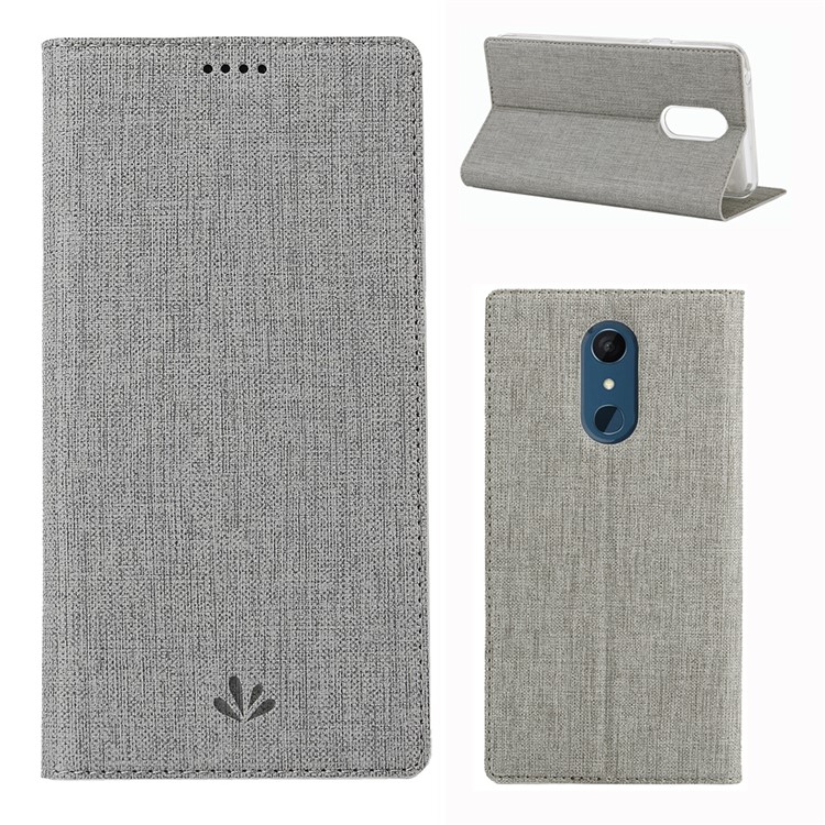 VILI DMX Cross Texture Stand Leather Card Holder Case for LG Q9 / G7 Fit - Grey-1