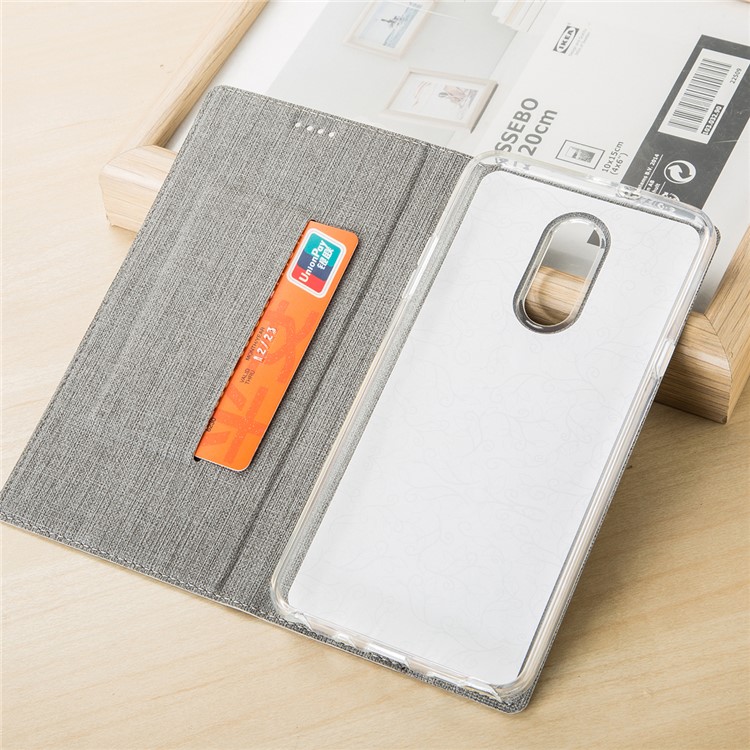 VILI DMX Cross Texture Stand Leather Card Holder Case for LG Q9 / G7 Fit - Grey-17