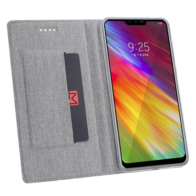 VILI DMX Cross Texture Stand Leather Card Holder Case for LG Q9 / G7 Fit - Grey-8