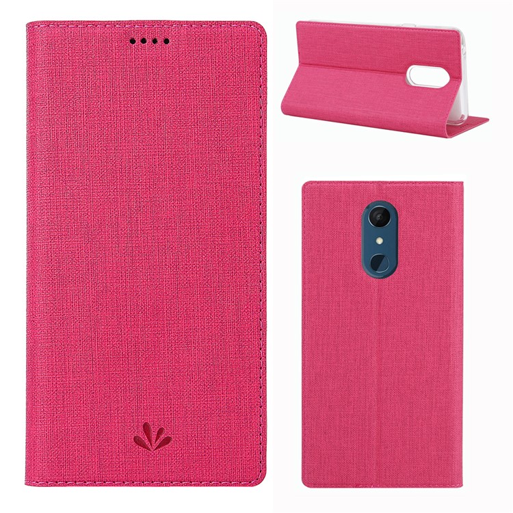 VILI DMX Cross Texture Stand Leather Card Holder Case for LG Q9 / G7 Fit - Rose-1