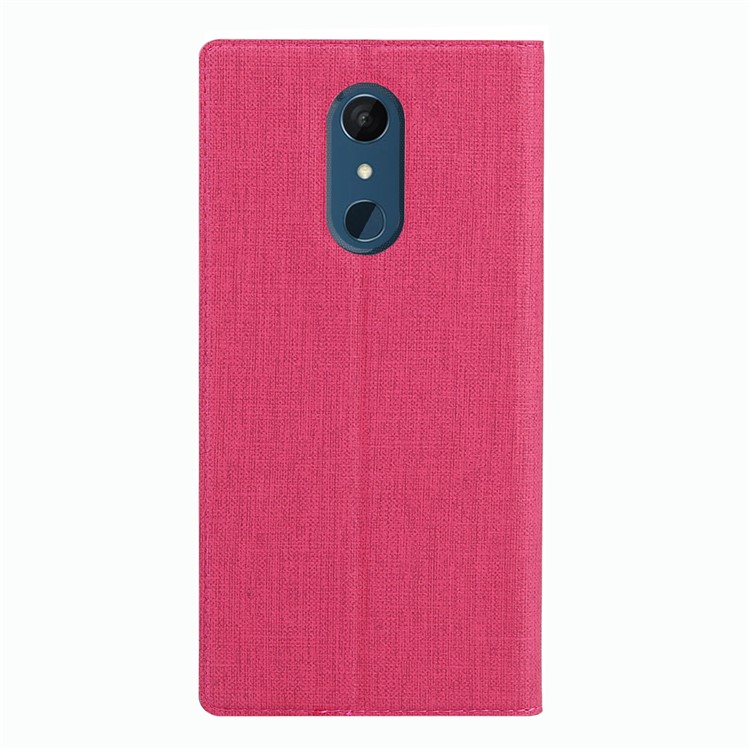VILI DMX Cross Texture Stand Leather Card Holder Case for LG Q9 / G7 Fit - Rose-4