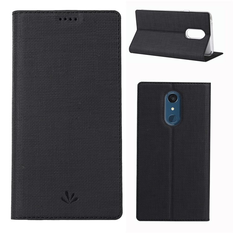 VILI DMX Cross Texture Stand Leather Card Holder Case for LG Q9 / G7 Fit - Black-1