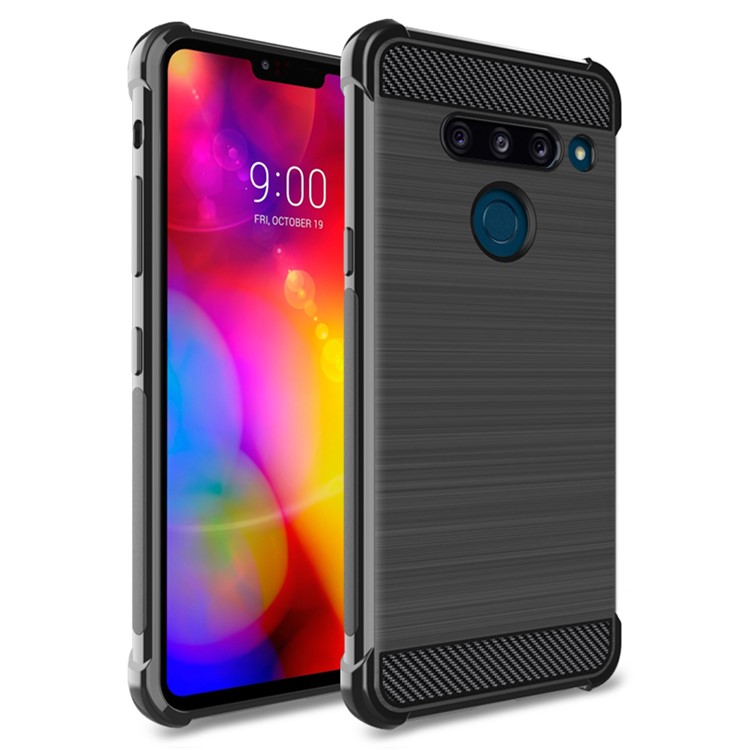IMAK Vega Carbon Fiber Pattern Brushed TPU Shell Cover for LG G8 ThinQ - Black