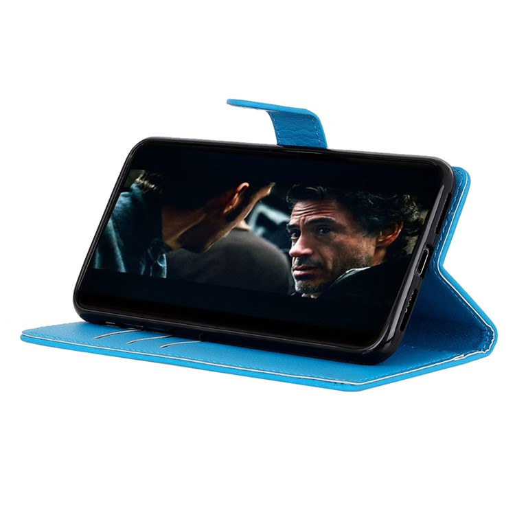 Litchi Skin Wallet Leather Stand Case for LG Stylo 5 - Blue-7