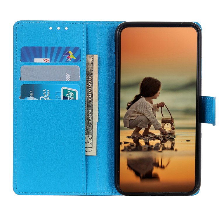 Litchi Skin Wallet Leather Stand Case for LG Stylo 5 - Blue-8